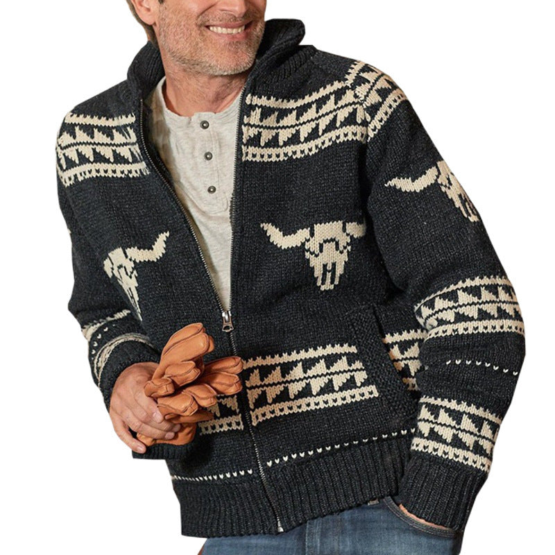 Herren Strickjacke mit einzigartigem Muster und praktischen Taschen Drune