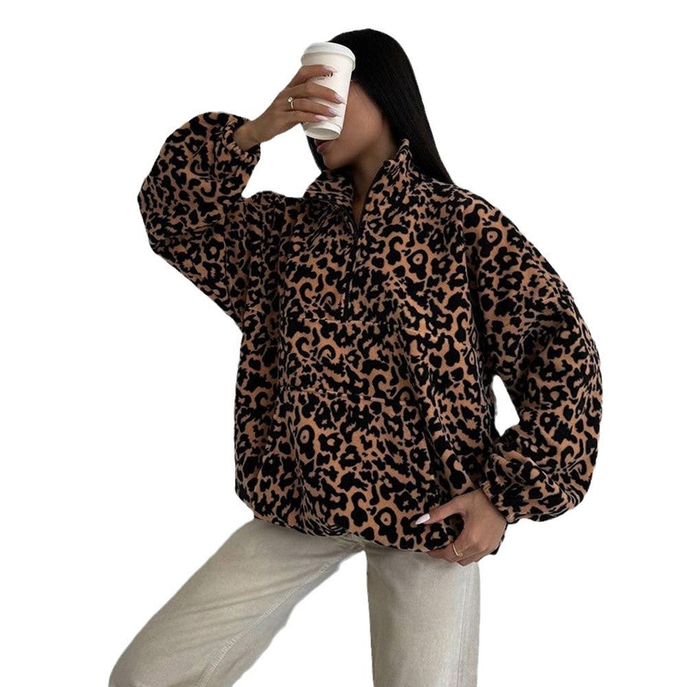 Damen Oversize-Pullover im Leopardenmuster Drune