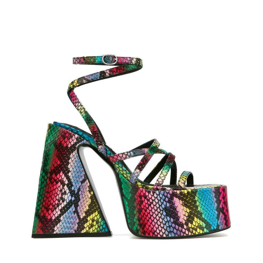Damen Strappy High-Platform Sandalen mit geometrischem Absatz Drune