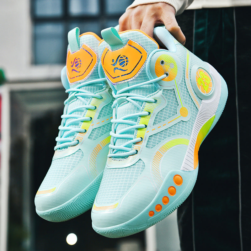 Herren gepolsterter High-Top Basketballschuh mit holografischen Akzenten und griffiger Gummilaufsohle Drune