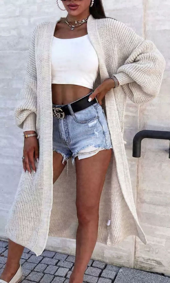 Damen Großer Strickcardigan mit tiefen Taschen und großzügigen Ärmeln Drune