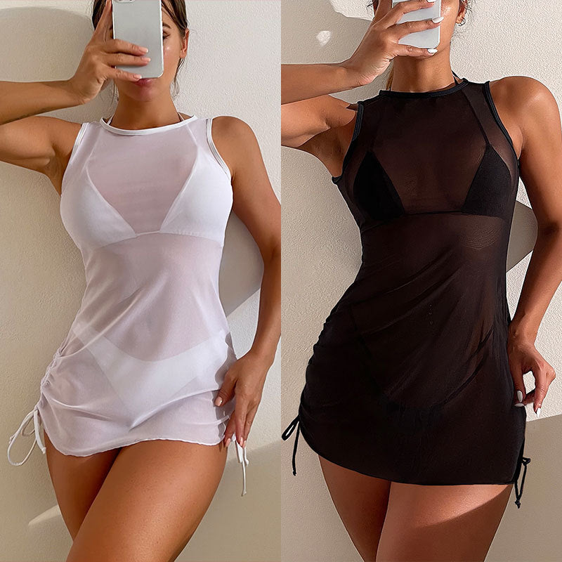 Damen Bademode Kleid mit verstellbaren Seitenschnüren Drune