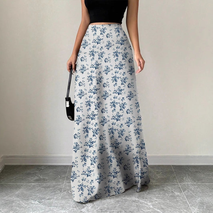 Damen Maxirock mit floralem Muster und seitlichen Schlitzen Drune