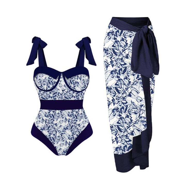Damen Bikini-Set mit floralem Design und elegantem Überrock Drune