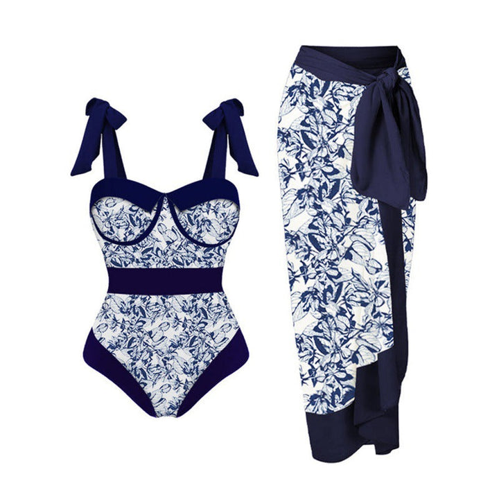 Damen Bikini-Set mit floralem Design und elegantem Überrock Drune