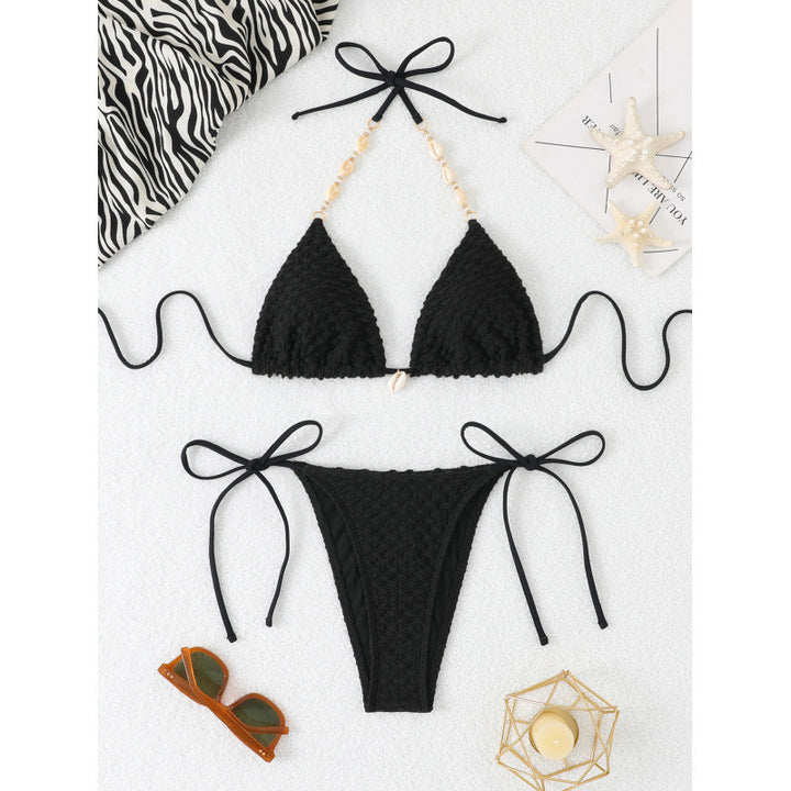Damen Häkel-Bikini-Set mit verstellbaren Seitenschnüren und einzigartigem Design Drune
