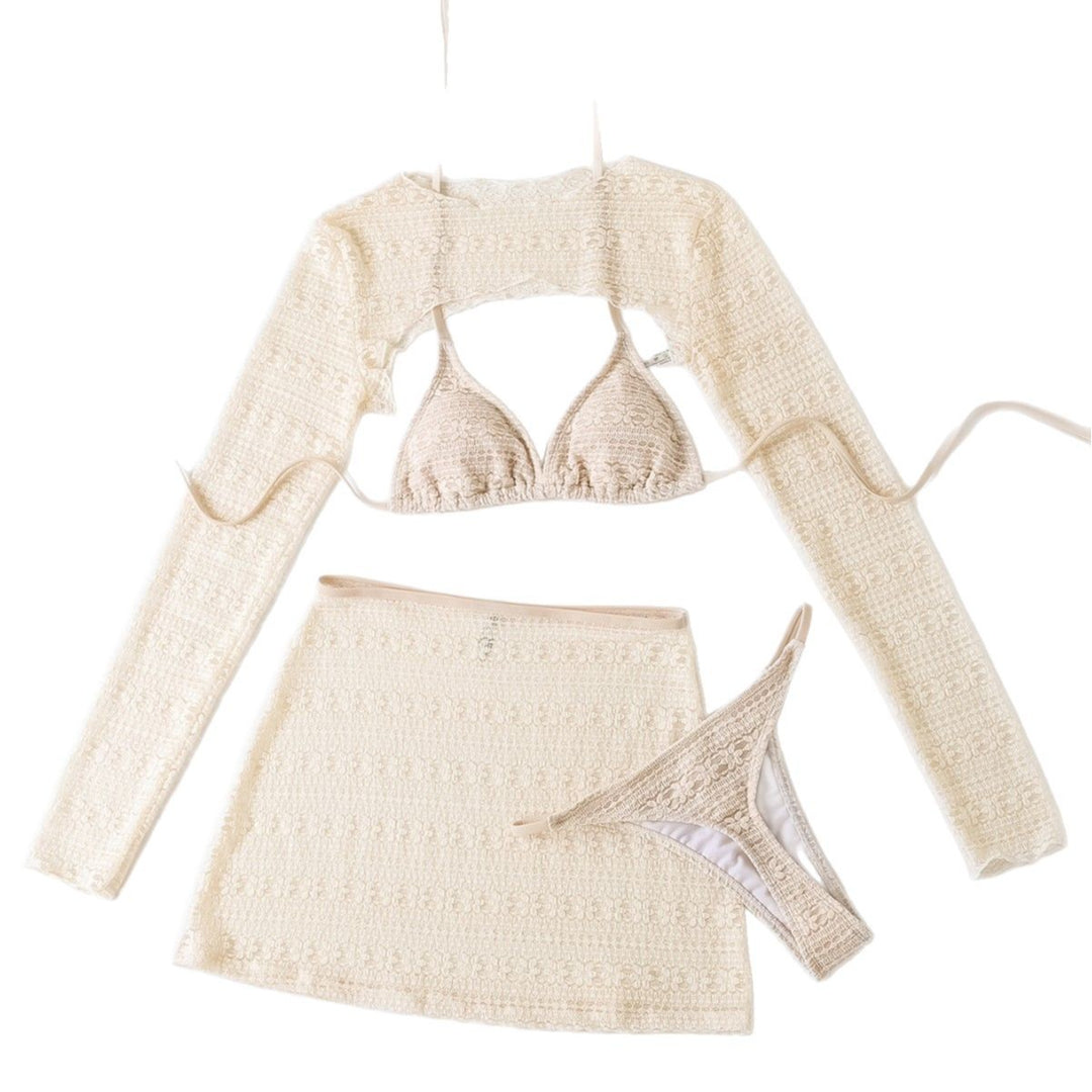 Damen Bikini-Set mit transparentem Cover-Up und figurbetonendem Design Drune
