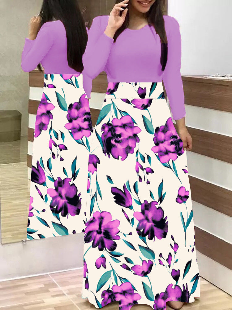 Damen Elegantes Maxikleid mit grafischem Druck und flexiblem Bund Drune