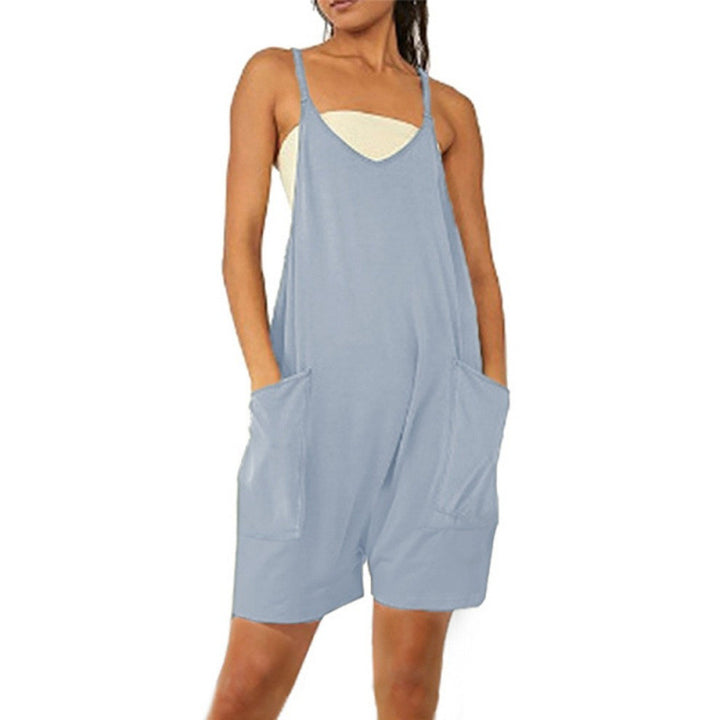 Damen Lässiger Jumpsuit mit tiefem Ausschnitt und praktischen Taschen Drune