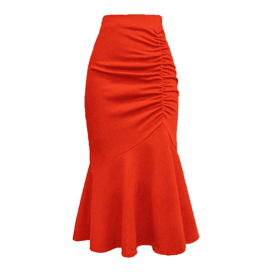 Damen eleganter Midirock mit asymmetrischem Schnitt und Raffung Drune