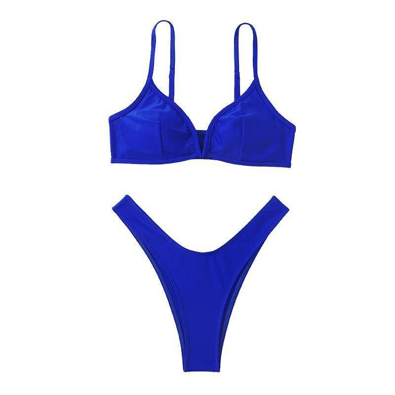 Damen Hochgeschnittener Bikini mit tiefem V-Ausschnitt Drune