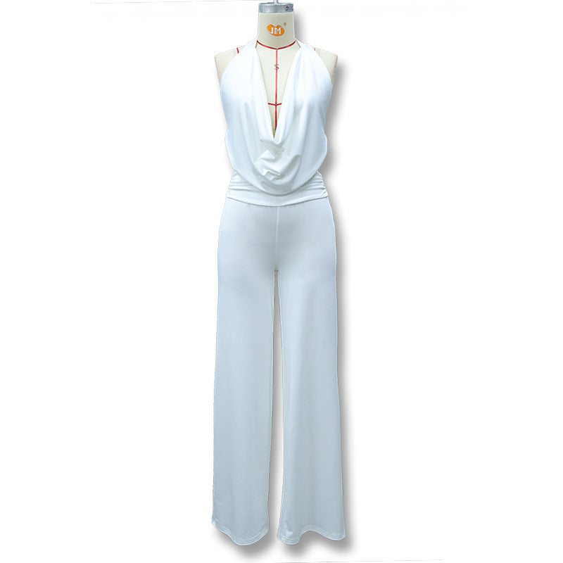 Damen Jumpsuit mit elegantem Wickeldetail und weiten Beinpartien Drune
