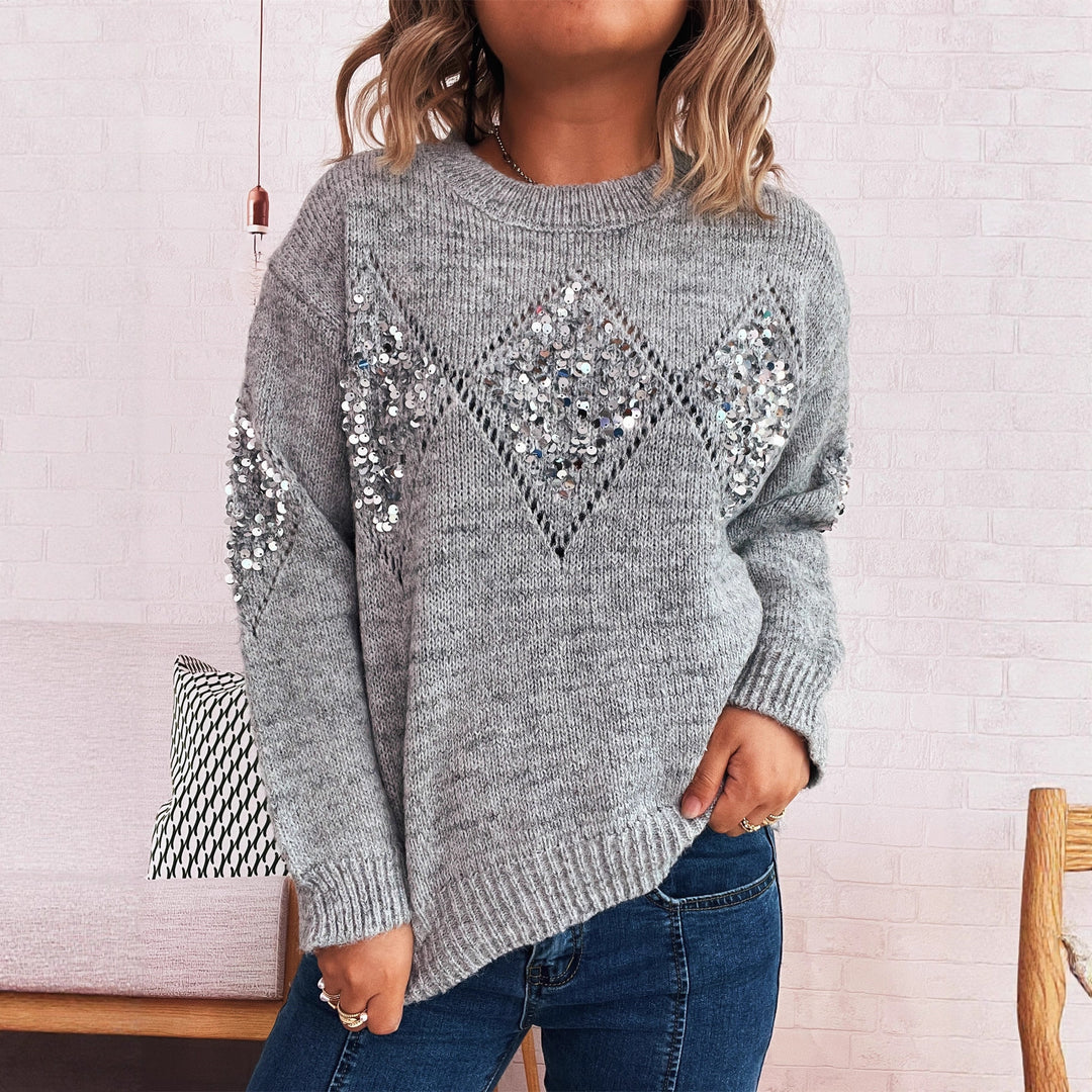 Damen Strickpullover mit glitzernden Applikationen Drune