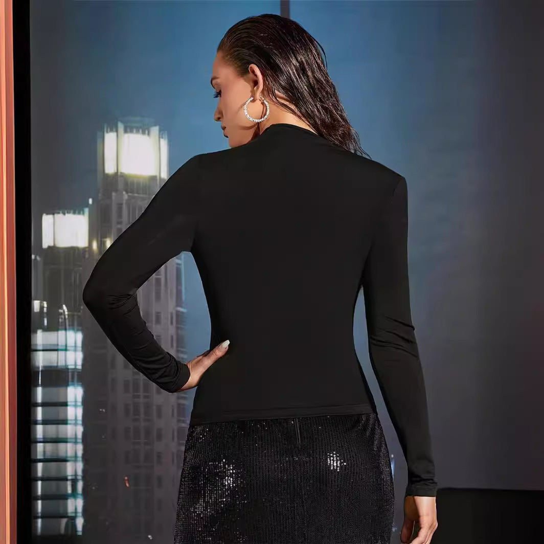 Damen Langarm-Bodysuit mit einzigartigem Wickeldesign Drune