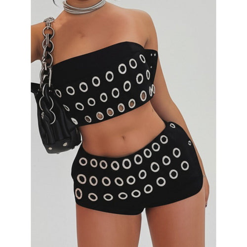 Damen modischer Minirock mit asymmetrischem Schnitt und metallischen Details Drune