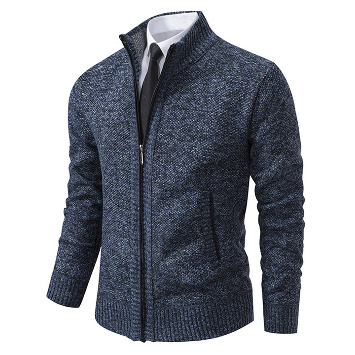 Herren elegante Strickjacke mit durchgehendem Reißverschluss und strukturiertem Design Drune