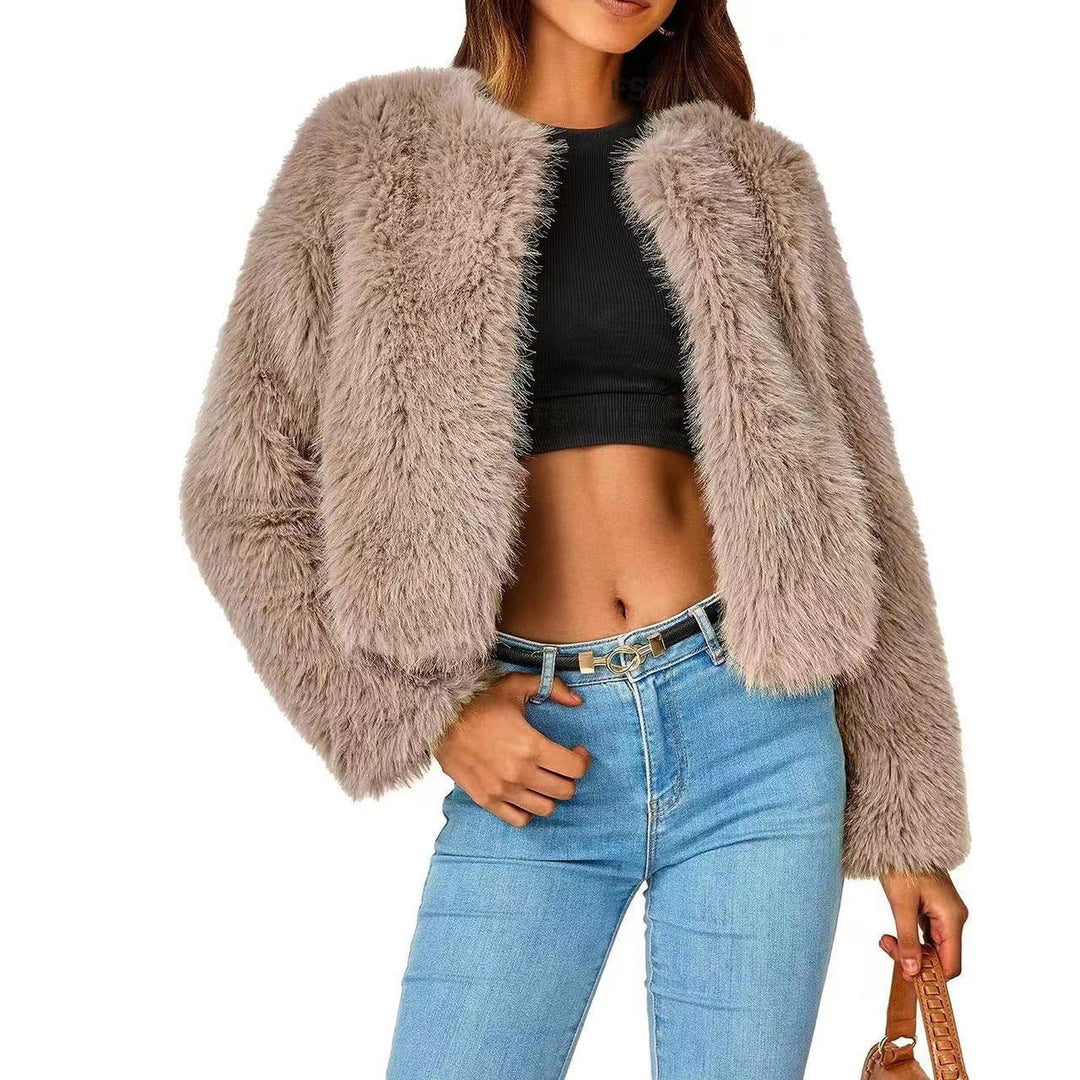 Damen Fleecejacke mit luxuriösem Fell-Design und voluminösen Ärmeln Drune