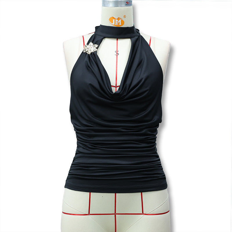Damen Elegantes Wickeltop mit Raffungen Drune