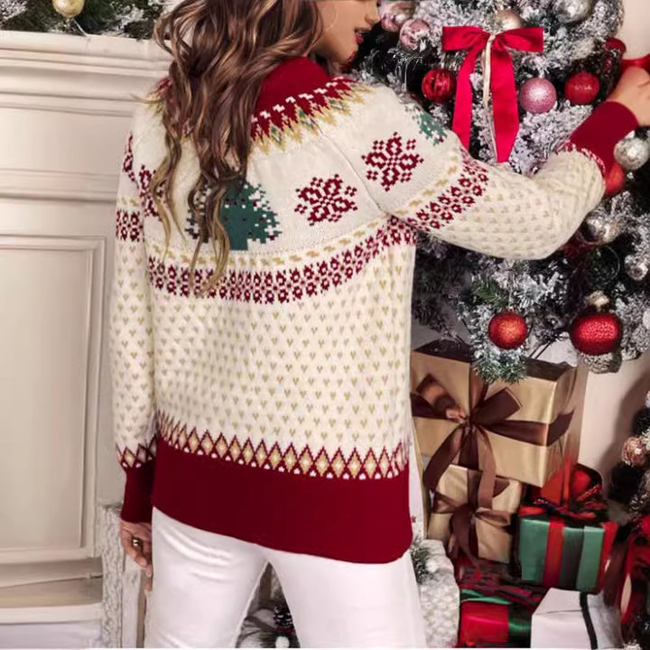Damen festlicher Strickpullover mit Tannenbaumdesign und weichem Material Drune