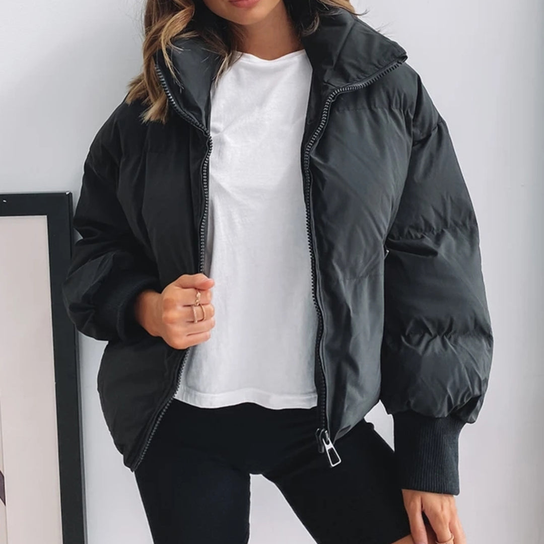 Damen Modische Winterjacke mit Kapuze und gestepptem Design Drune