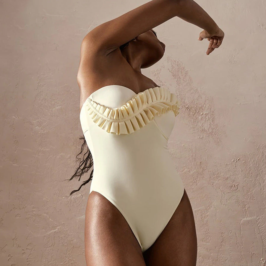 Damen Badeanzug mit asymmetrischem Volant-Design Drune