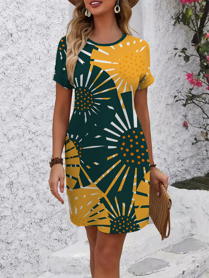 Damen farbenfrohes Mandala Kleid im lässigen Schnitt Drune