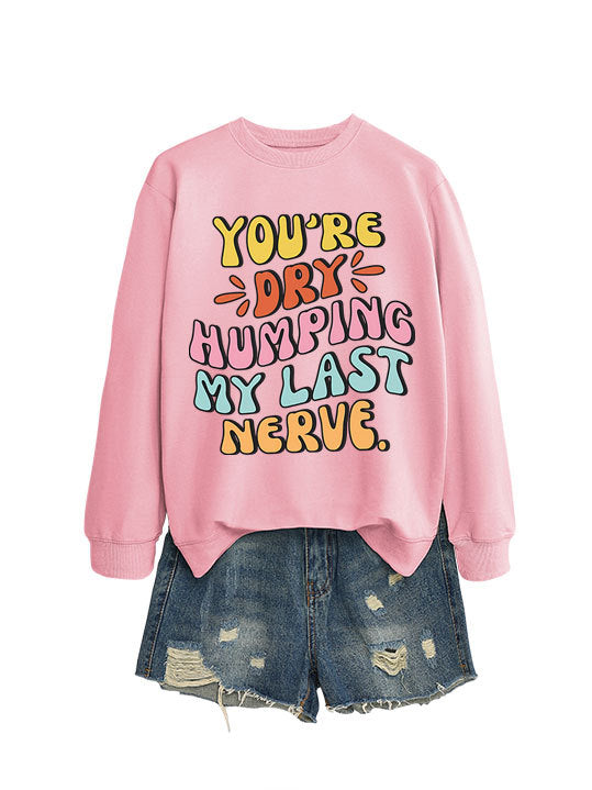 Damen Sweatshirt mit fröhlichem Comic-Slogan und lässigem Schnitt Drune