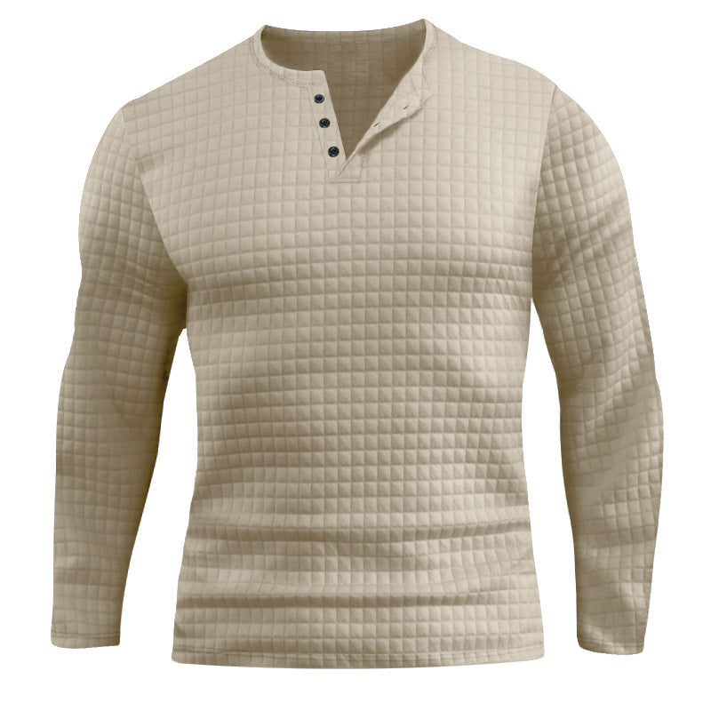 Herren Langarmshirt mit strukturiertem Design und modischem Knopfverschluss Drune