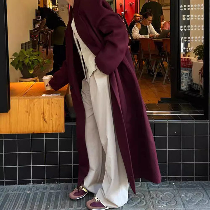 Damen Eleganter Wollmantel mit doppelt geknöpftem Design Drune