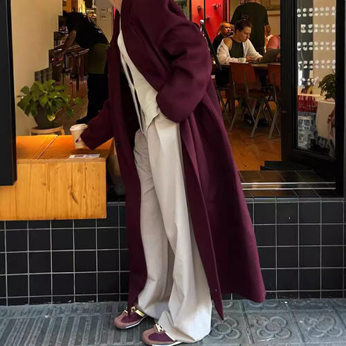 Damen Eleganter Wollmantel mit doppelt geknöpftem Design Drune