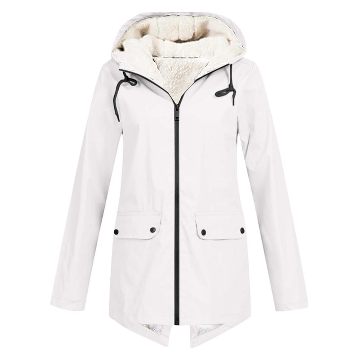 Damen wetterfeste und gefütterte Regenjacke mit verstellbarem Kapuzenkragen Drune