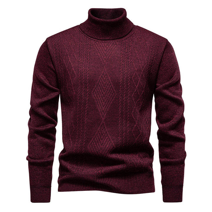 Herren nan Feinstrick-Rollkragenpullover mit strukturierter Zopfmuster-Struktur und körpernahem Schnitt Drune