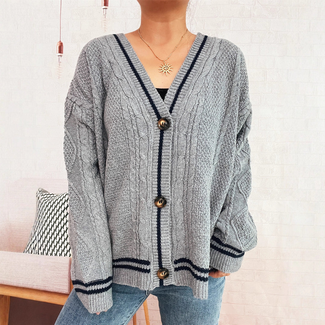 Damen gemütliche Strickjacke mit Sternen-Applikationen und modernen Details Drune