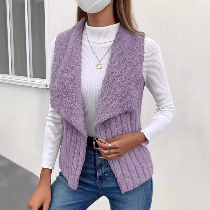 Damen Weste mit kuscheligem Fleece und offenem Kragen Drune