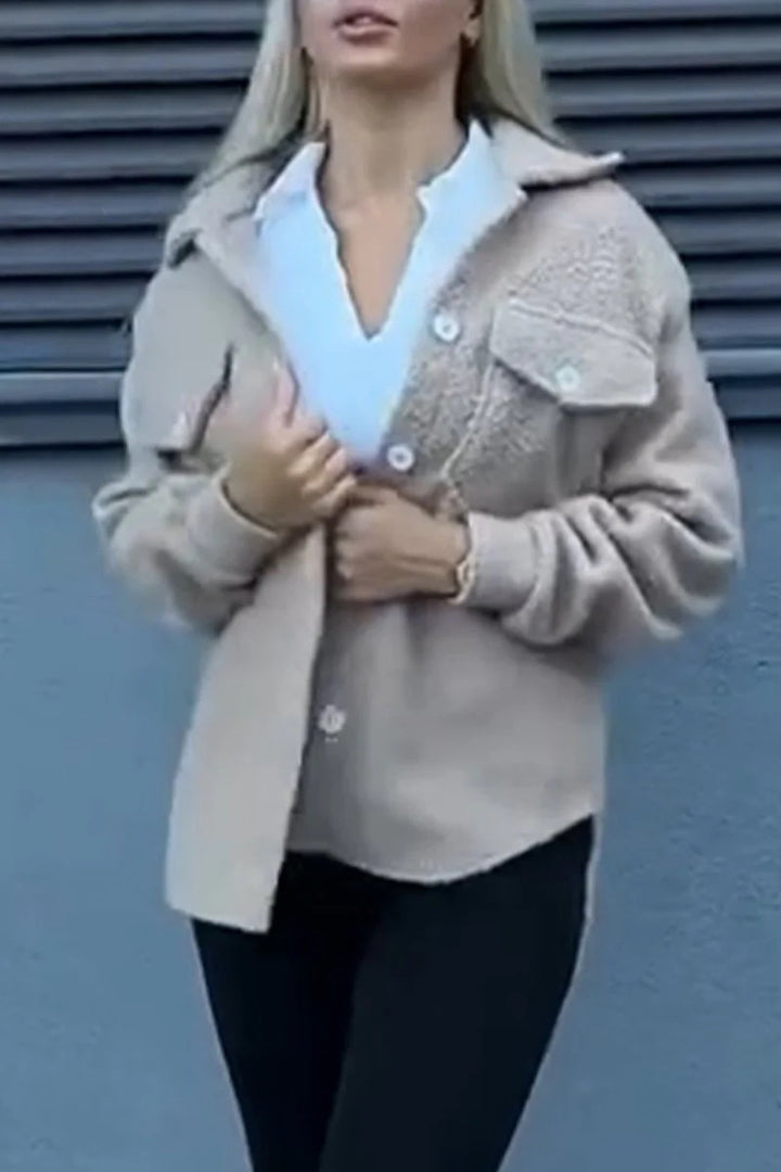 Damen lässige Fleecejacke mit praktischen Taschen und Knopfdetails Drune