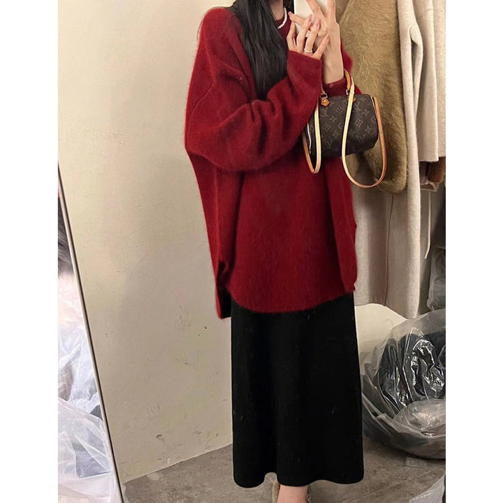 Damen Oversized Weicher Strickpullover Drune