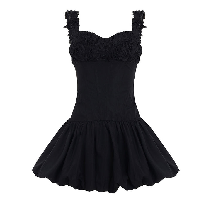 Damen Minikleid mit floralem Spitzenoberteil und voluminösem Rock Drune