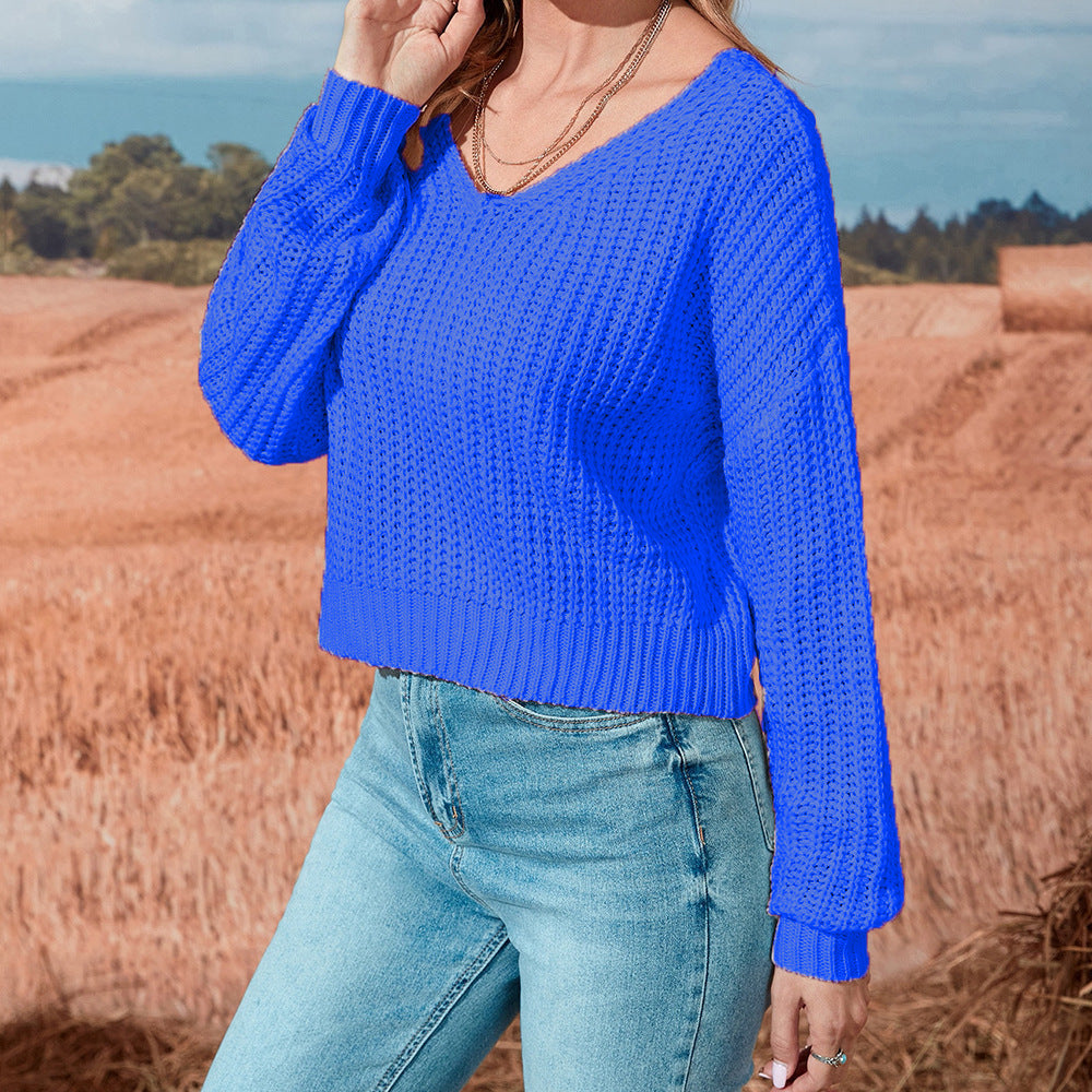 Damen lässiger offener Strickpullover Drune
