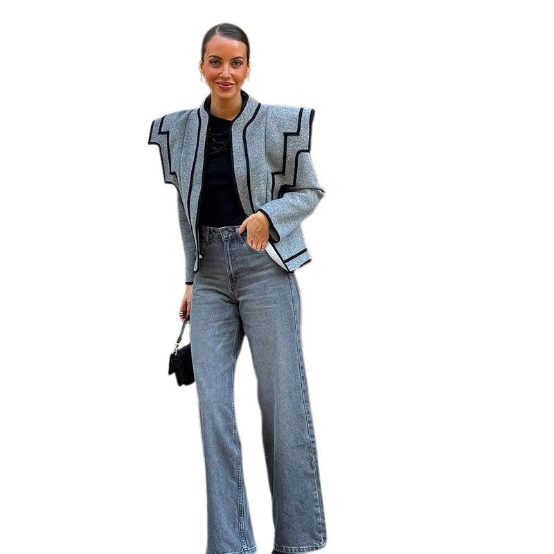 Damen modische Wolljacke mit markantem Design Drune