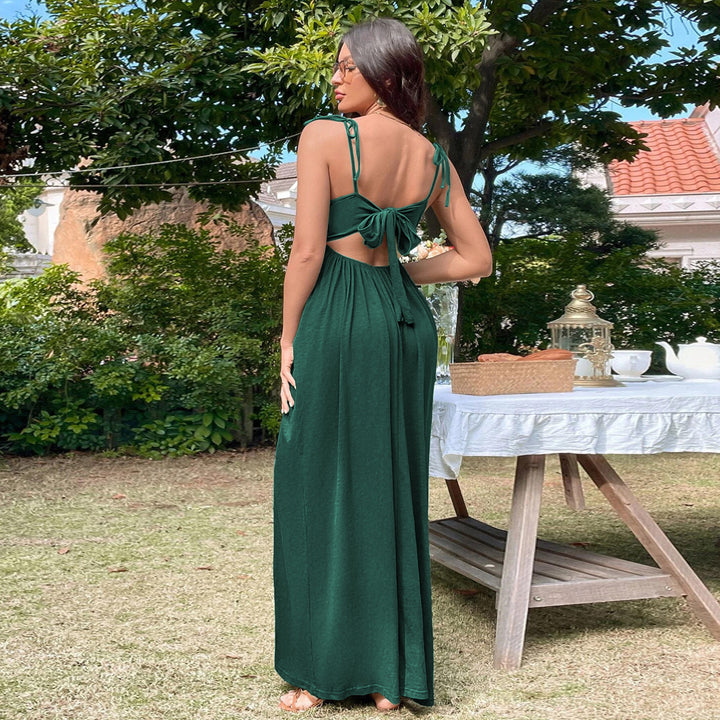Damen Maxikleid mit lockerer Passform und verstellbaren Spaghettiträgern Drune