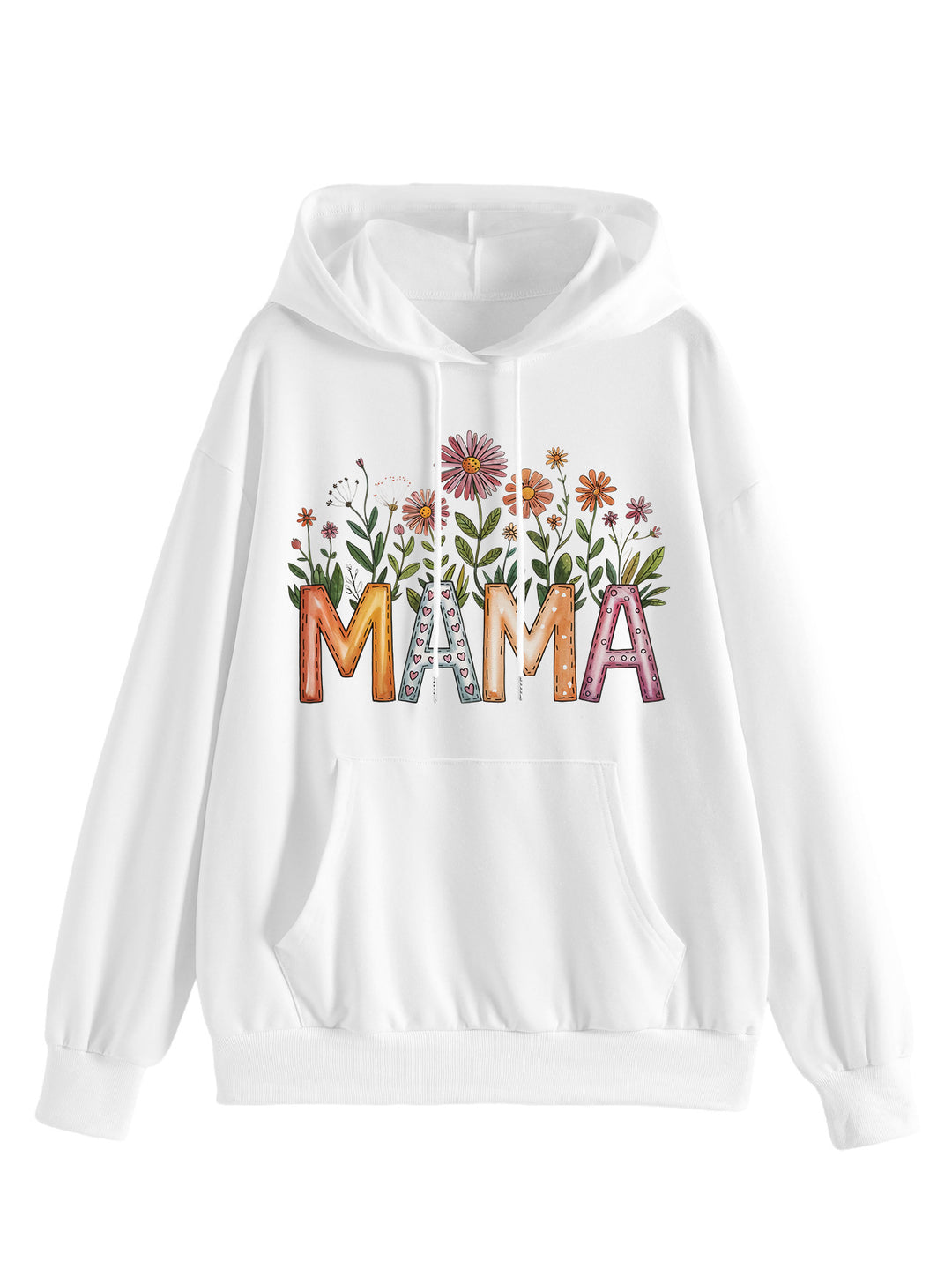 Damen Kapuzenpullover mit floralem Aufdruck und inspirierendem Schriftzug Drune