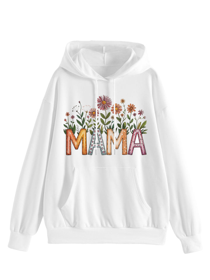 Damen Kapuzenpullover mit floralem Aufdruck und inspirierendem Schriftzug Drune