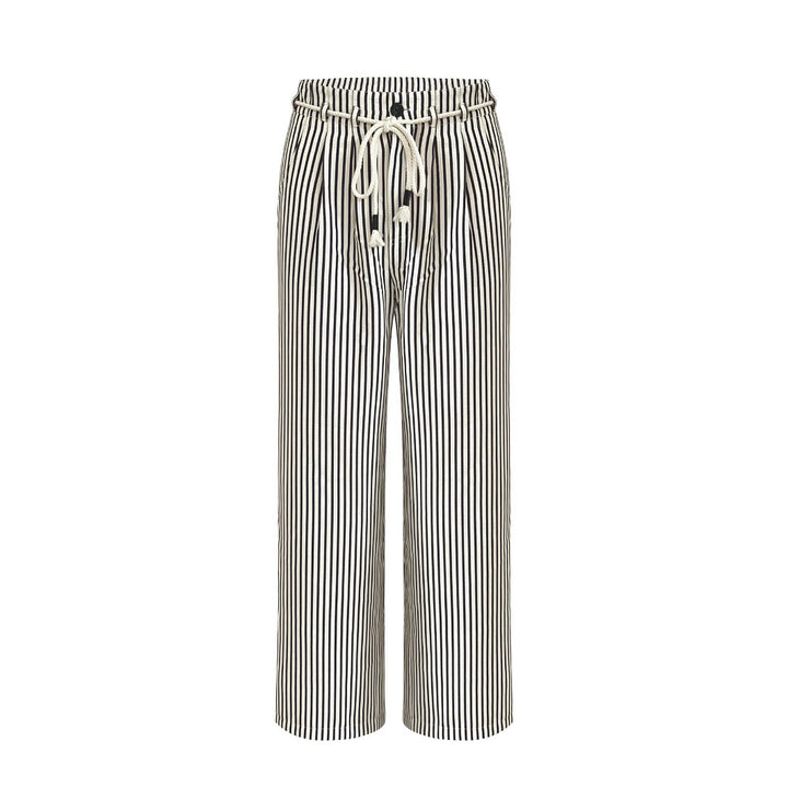 Damen Bequeme Strandhose mit lässigem Streifenmuster und geflochtenem Bund Drune