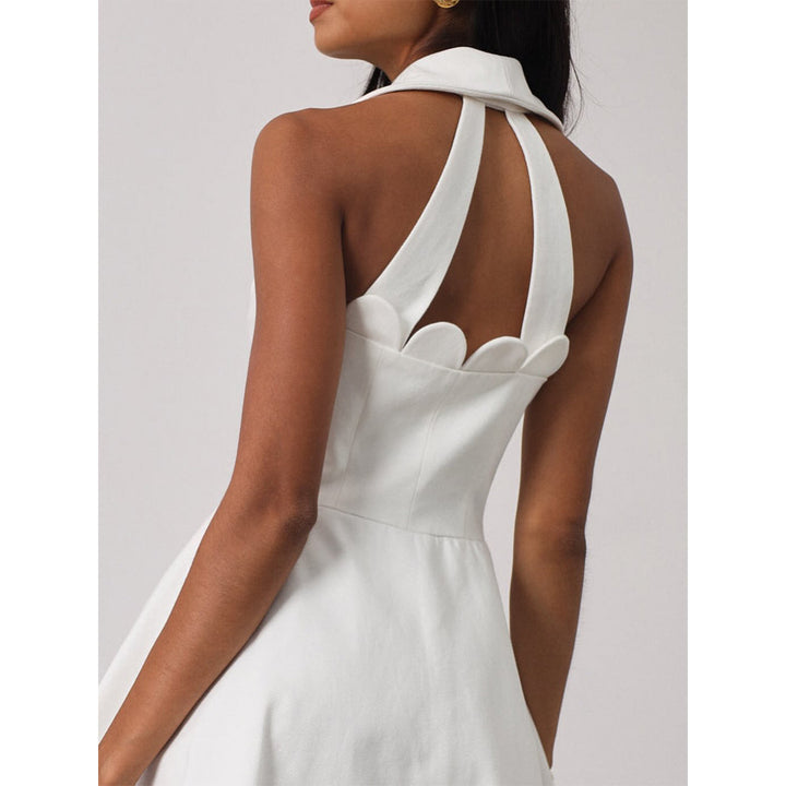 Damen Kleid mit schickem Kragen und Knopfdetails Drune