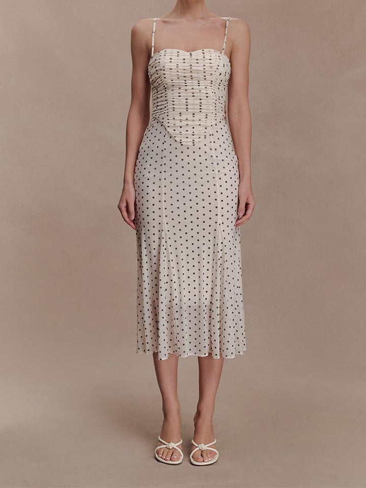 Damen Midi-Party-Kleid mit Rüschendetails und transparenter Stoffstruktur Drune