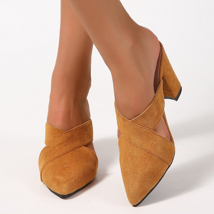 Damen Mules mit elegantem Kreuzband und komfortablem Blockabsatz Drune