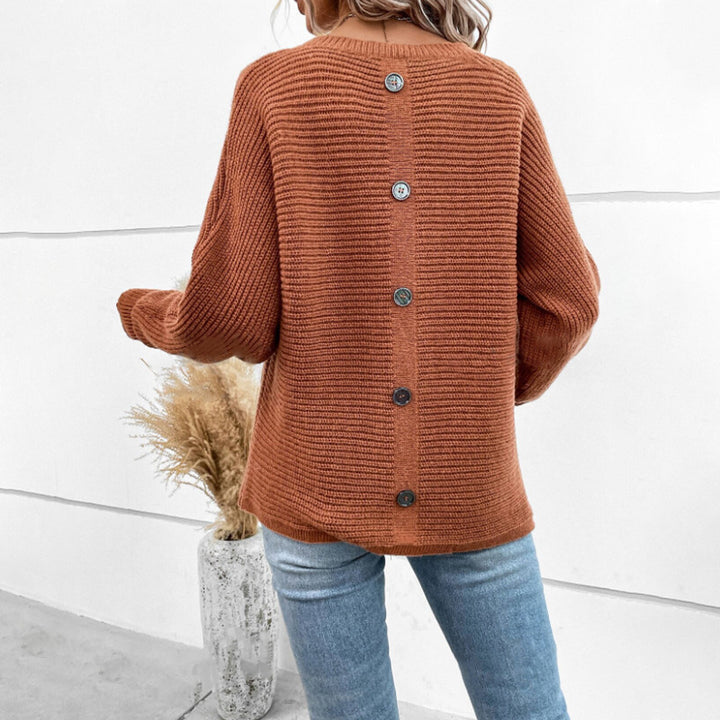 Damen Eleganter Grobstrickpullover mit tiefem V-Ausschnitt und lässigem Schnitt Drune