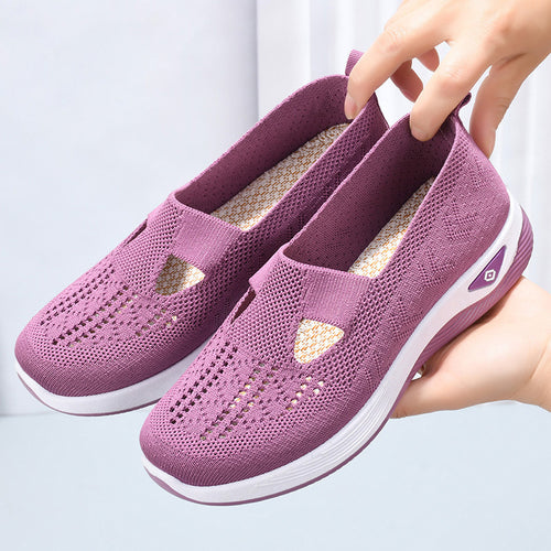Damen nan leichte atmungsaktive Slip-On Sneaker mit elastischem Strickoberteil und orthopädischer Komfortsohle Drune