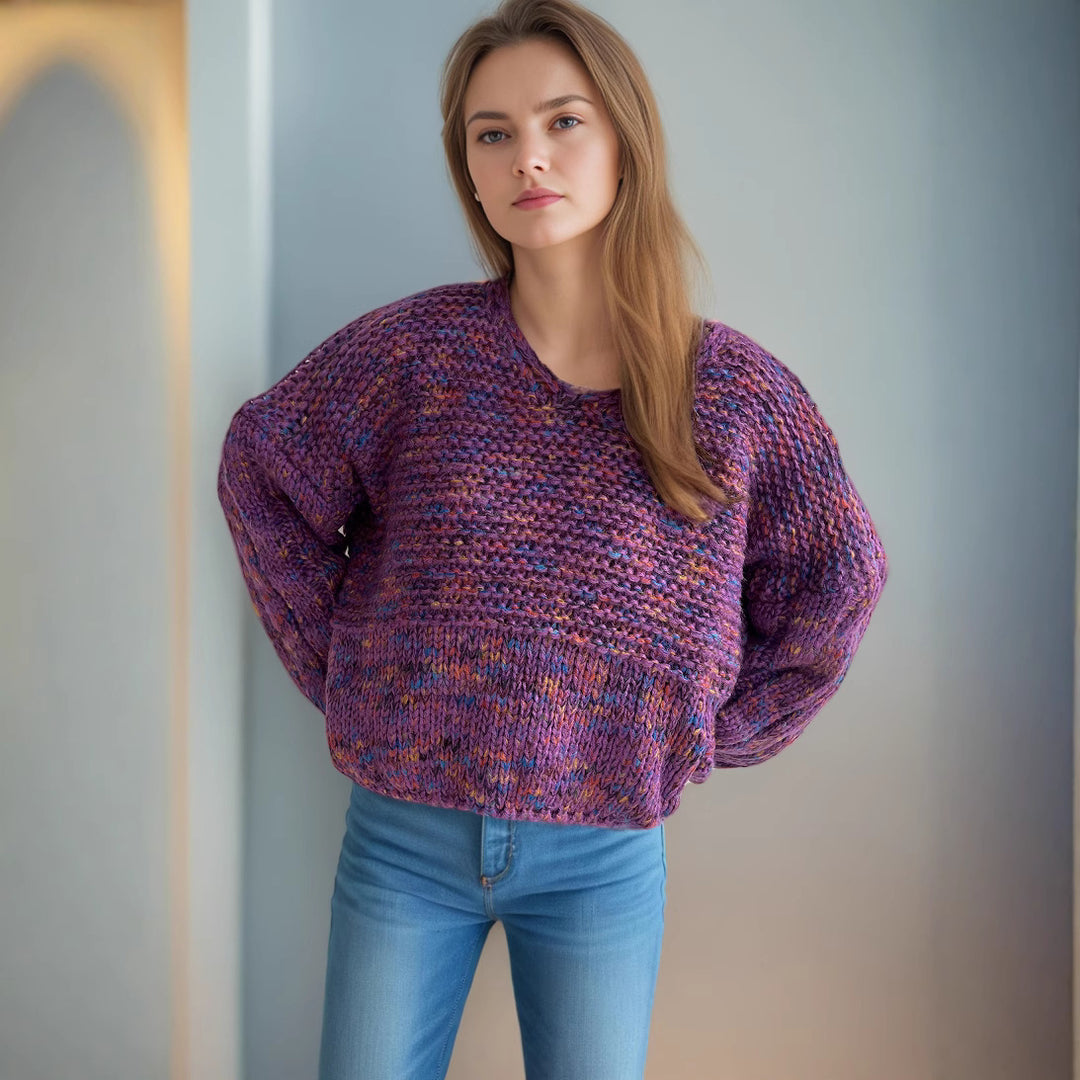 Damen lässiger Strickpullover mit weitem Schnitt und eleganten Ärmelabschlüssen Drune