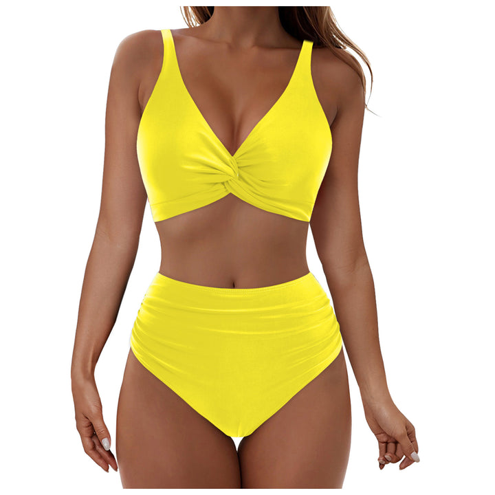 Damen Hochtailliertes Bikini-Set mit elegantem Wickeloberteil Drune